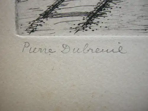 Pierre Dubreuil (1891-1970) Le train de ceinture Orig Radierung 1950 signiert