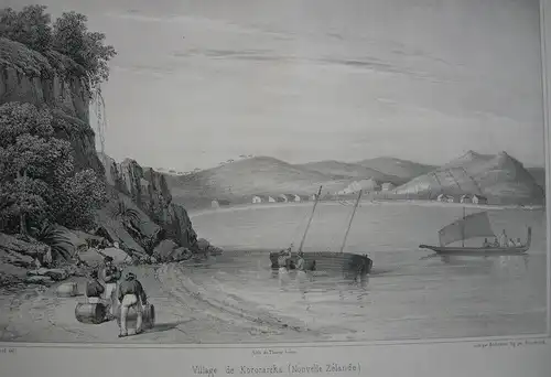 Village Kororareka Neuseeland New Zeeland Orig Lithografie Bichebois 1841