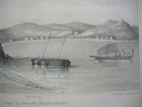 Village Kororareka Neuseeland New Zeeland Orig Lithografie Bichebois 1841