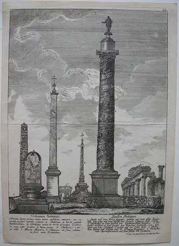 Columna Antonini Marc Aurel Säule Orig Kupferstich Kilian 1770 Antike Italien