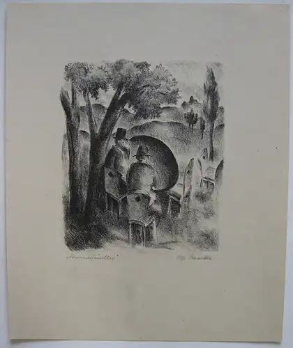 Alfred Staerkle (1883-1962) Sommerfrischler Lithografie Neue Sachlichkeit sign