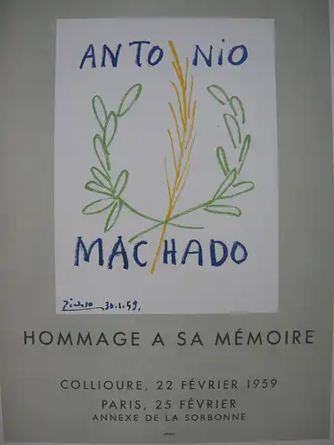 Pablo Picasso Hommage Machado 1959 Orig Lithografie Maitres de l'Ecole 1959