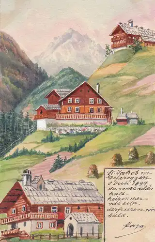 Ak St. Jakob in Defereggen Tirol Orig Aquarell Max von Seehof 1899 Österreich