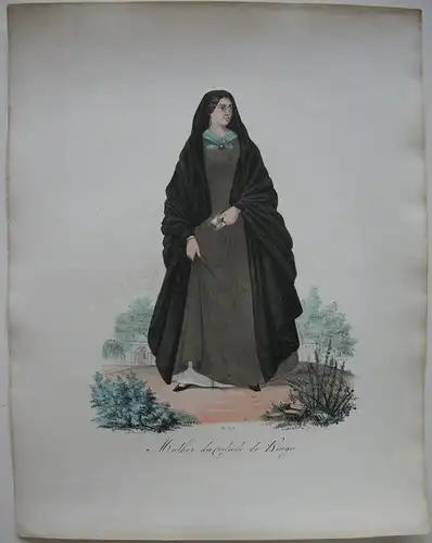 João Palhares  (1810-1890) Mulher da cidade de Braga Orig Lithografie 1850