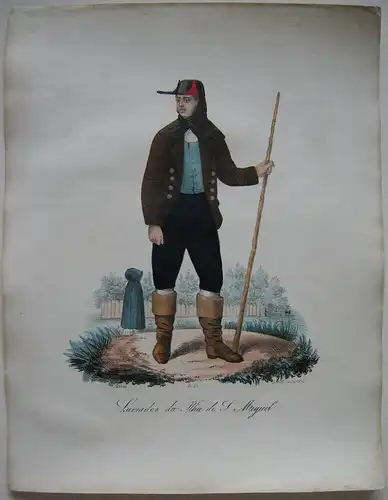 João Palhares  (1810-1890) Lavrador Ilha S. Miguel Orig Lithografie 1850