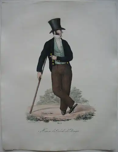 João Palhares  (1810-1890)  Homem da Cidade de Braga Orig Lithografie 1850