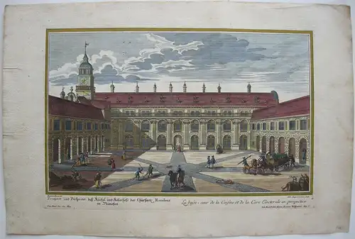 Küchel und Kellerhof Residenz München altkolor Orig. Kupferstich Corvinus 1720
