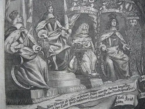 Friedens-Gemähld Augsburger Frieden Orig. Kupferstich 1659 Reformation