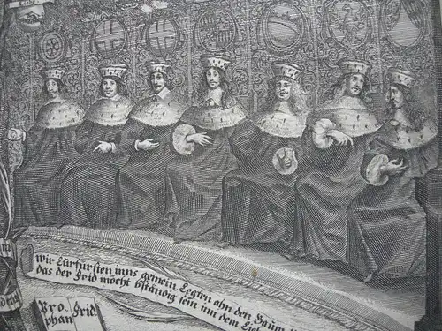 Friedens-Gemähld Augsburger Frieden Orig. Kupferstich 1659 Reformation
