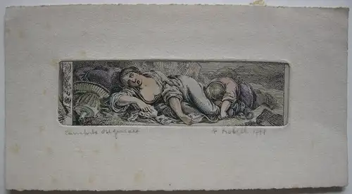 Franz Kobell (1749-1822) Trunkene Frau Kind kolor Orig Radierung 1771 signiert