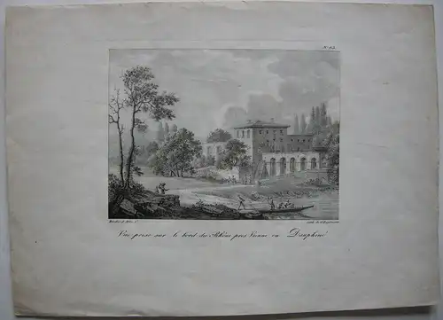 Vienne Dauphiné Rhone Orig Lithografie Bacler d'Albe Engelmann 1823 France