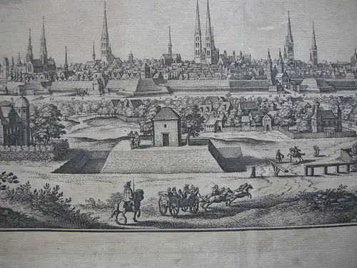 Lübeck Gesamtansicht Orig Kupferstich Matthaeus Merian 1650 Schleswig Holstein