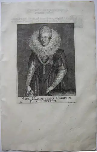 Maria Maximiliana Fugger (*1591) Tochter Severin Fugger Orig Kupferstich 1620