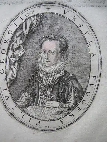 Ursula Fugger (1562-1602) Tochter Georg Fugger Augsburg Orig Kupferstich 1620