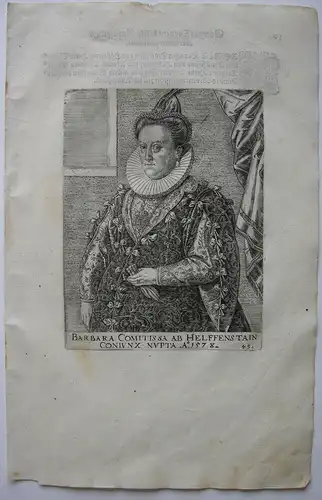 Barbara Fugger (+1605) Ehefrau Anton Fugger Orig Kupferstich 1620