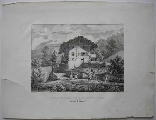 Haus bei Lauterbrunnen Bern Orig Lithografie Engelmann Rothmüller 1823 Schweiz