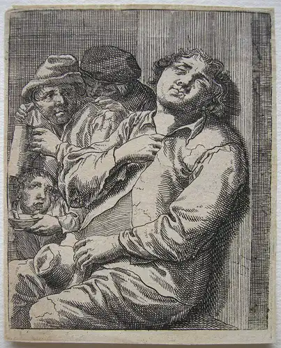 Jacques Dassonville (1619-1670) In der Schänke Orig Radierung um 1650