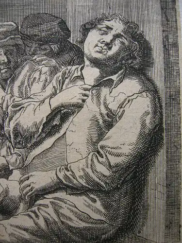Jacques Dassonville (1619-1670) In der Schänke Orig Radierung um 1650