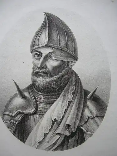 Jan Zizka (1360-1424) Heerführer Hussitenkriege Orig Lithografie Kunike 1825