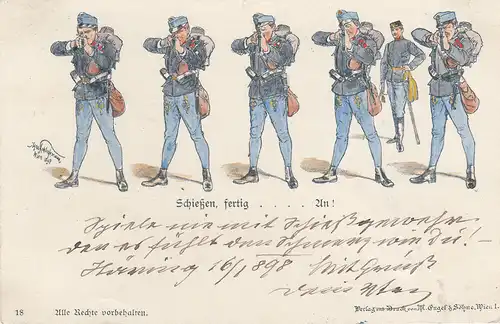AK Schießen fertig... An! Hans Schließmann gel 1898 Militär Österreich