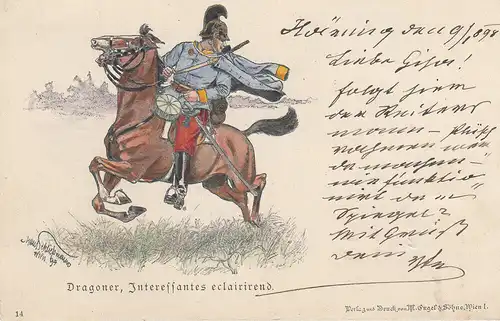 AK Dragoner Interessantes eclairirend Hans Schließmann gel 1898 Militär