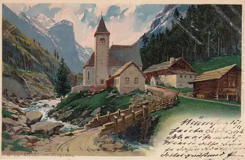 AK St. Leonhard Pitztal Österreich Tirol Künstlerkarte Zeno Diemer gel. 1899