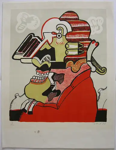 Simon Dittrich (1940) Herr 18. Jahrhundert Orig Serigrafie 1971 signiert