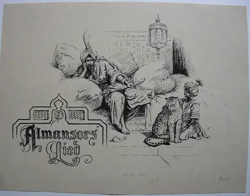 Reginald B. Birch (1856-1943) Almanors Lied Orig Tuschzeichnung 1905 signiert