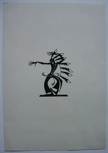 Ernst Moritz Engert (1892-1986) Tanzender Indianer Silhouette Serigrafie um 1970