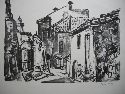 Tom Hops (1906-1976)  Dorf in der Provence Orig Lithografie 1970 signiert