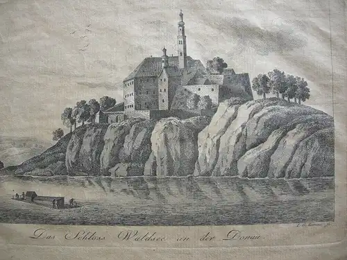 Schloss Wallsee Sindelburg Niederösterreich Orig Kupferstich Laminit 1800