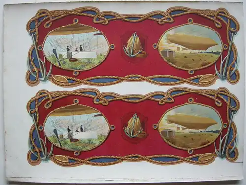 10 Spielpläne Laufspiele Rennnen Zeppelin Chromolithografien 1890 neuwertig