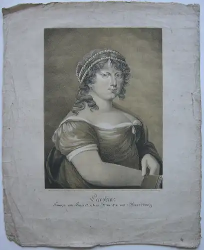 Caroline Königin England Prinzessin Braunschweig Orig Lithografie Pirscher 1840