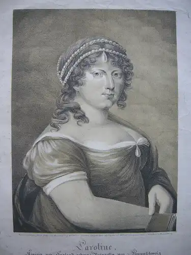 Caroline Königin England Prinzessin Braunschweig Orig Lithografie Pirscher 1840