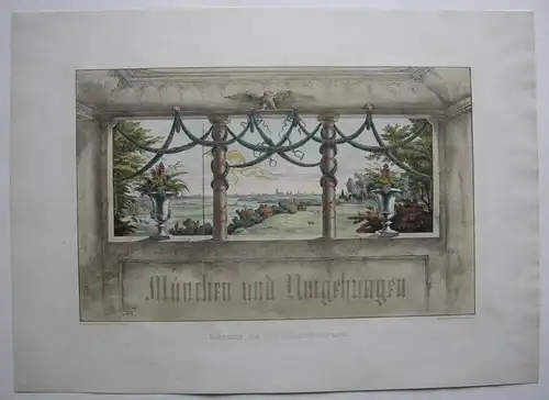 Albert Emil Kirchner München von der Menterschweige Orig Lithografie 1840