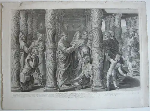 Nocolas Dorigny (1657-1746)  Petrus Johannes heilen Lahmen Orig Kupferstich 1700