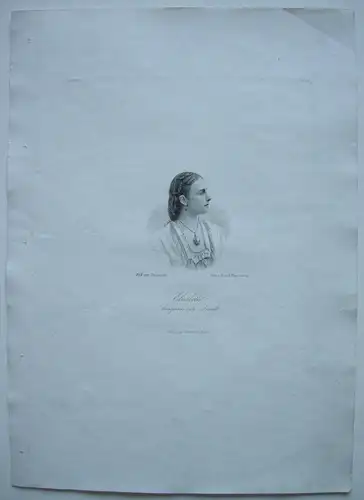 Portrait Elisabeth Prinzessin von Anhalt (1857-1933)  Stahlstich Weger 1900