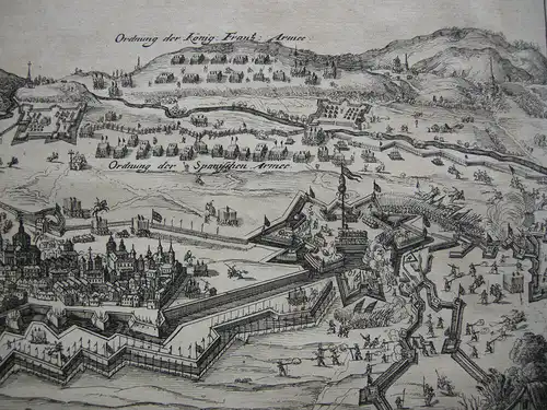 Casale Monferrato Piemont Belagerung Orig Kupferstich Merian 1650 Italia Italien