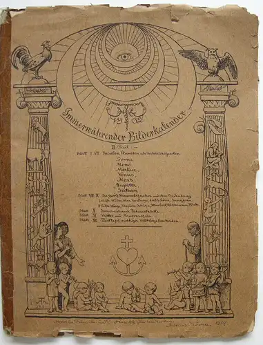Hans Thoma (1839-1924) Immerwährender Bilderkalender 12 Lithografien 1901 Widmg