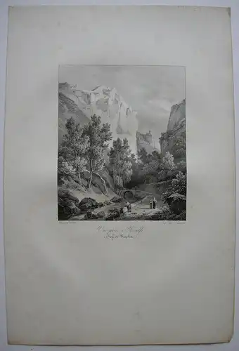Landschaft bei Amalfi Napoli Italia Orig. Lithografie 1828 Remond Campania