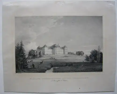 Pommersfelden Schloss Weissenstein Oberfranken Orig Lithografie 1840 A. Borum
