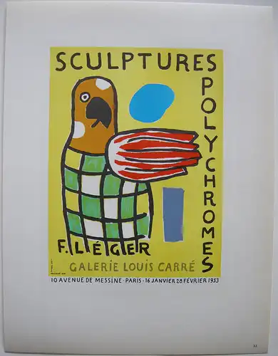 Fernand Léger Sculptures Polychromes Orig Lithografie 1953 Maitres de l'Ecole
