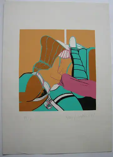 Hans-J. Spesshardt (1935) Erotische Szene Orig Serigrafie 1968 signiert PopArt