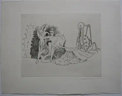 Marcel Jean (1900-1994) Le Mecanicien Orig Radierung um 1950 Surrealismus