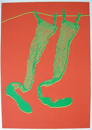 Dieter Stöver (1922-1984)  Strümpfe an Wäscheleine Orig Serigrafie 1969 signiert