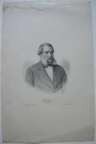 Portrait Gottfried von Neureuther (1811-1887) Orig. Lithografie Fr. Würbel 1880
