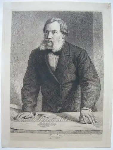 Portrait Gottfried von Neureuther (1811-1887) Orig. Radierung I. L. Raab 1876