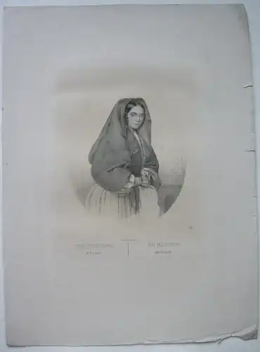 August Selb (1812-1859) Mädchen aus Pirano Piran Slowenien Orig Lithogr 1842