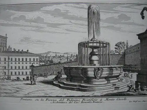 Rom Roma Fontana su la Piazza del Palazzo Pontificiio Monte Cavallo Wolff 1750