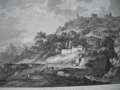 Leonforte Enna Sicilia Italia Veduta panoramica Orig Kupferstich Barthelet 1780
